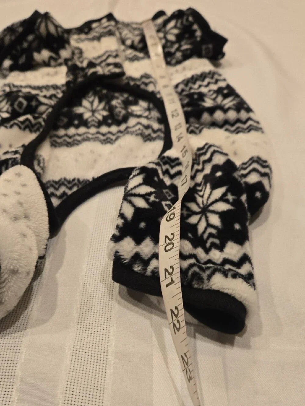 Fair Isle Black & White Fleece Dog Onsie